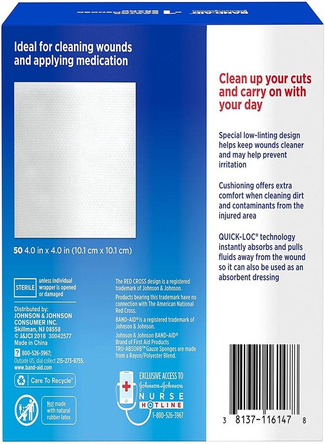 Johnson & Johnson BAND-AID® Brand TRU-ABSORB™ Gauze Sponges 4X4IN, 50 Count - Image 5